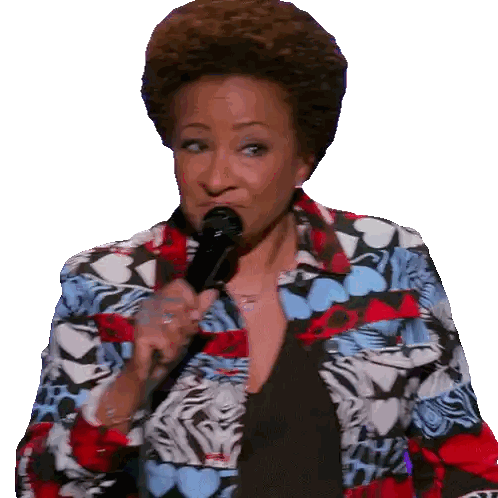 Woman Holding Microphone And Making Face Sticker