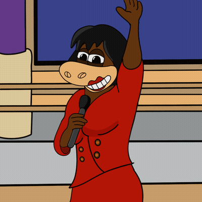 Woman Holding Microphone And Waving GIF