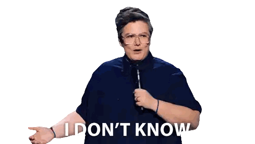 Woman Holding Microphone Saying I Don't Know Sticker