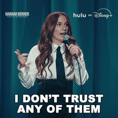 Woman Holding Microphone Saying I Don't Trust Any Of Them GIF