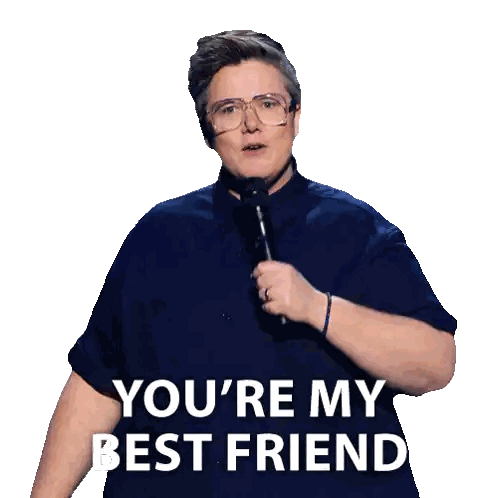Woman Holding Microphone Saying You're My Best Friend Sticker