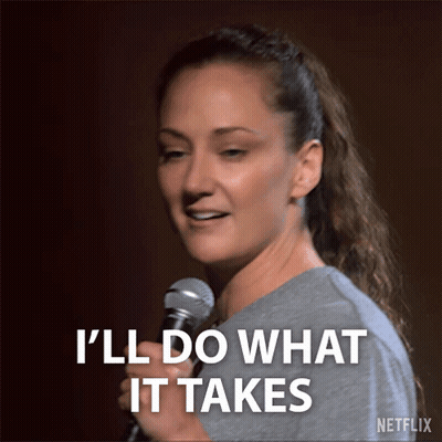 Woman Holding Microphone Says I'll Do What It Takes GIF