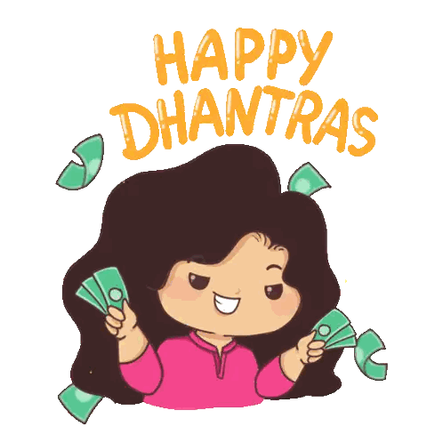 Woman Holding Money Happy Dhantras Sticker