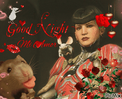 Woman Holding Mouse Saying Good Night Mi Amor GIF