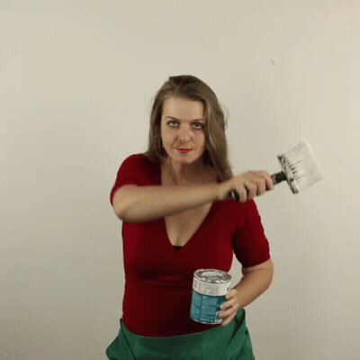 Woman Holding Paint Can And Brush GIF