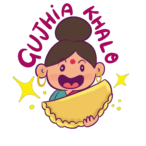 Woman Holding Pastry With Guithia Khale Sticker