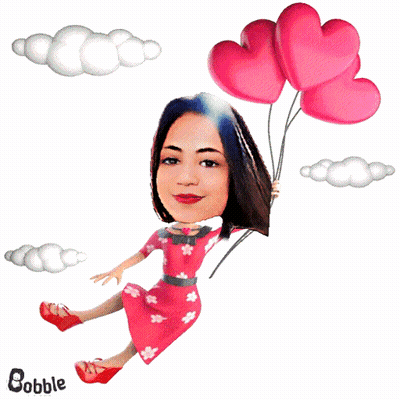 Woman Holding Pink Heart Balloons Bobble GIF
