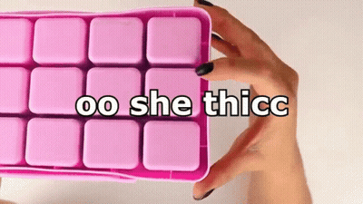 Woman Holding Pink Ice Cube Tray Saying Oo She Thicc GIF
