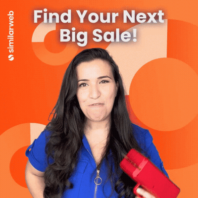 Woman Holding Red Hair Dryer Saying Find Your Next Big Sale GIF