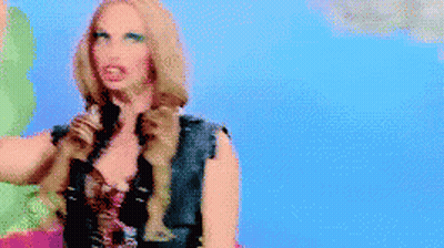 Woman Holding Red Umbrella Under Blue Sky GIF