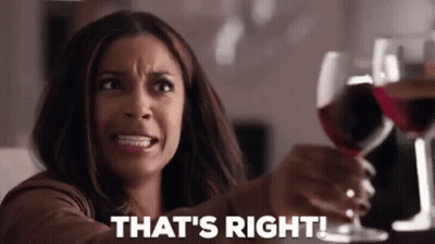 Woman Holding Red Wine Saying That's Right GIF