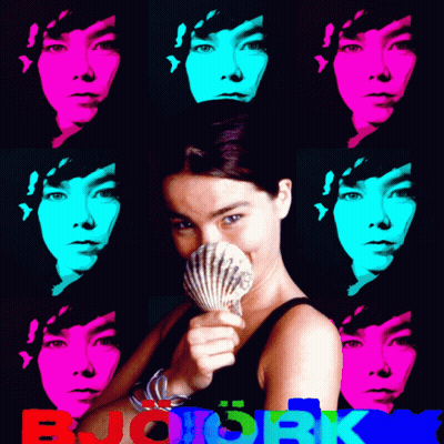 Woman Holding Sea Shell With Björk Collage GIF