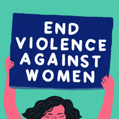 Woman Holding Sign Saying End Violence Against Women GIF