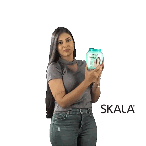 Woman Holding Skala Bottle Sticker