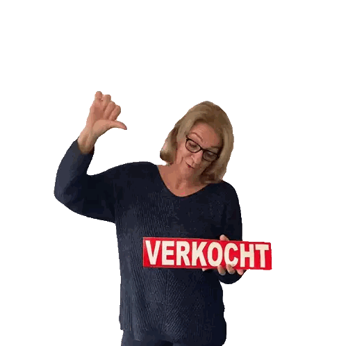 Woman Holding Sold Sign Sticker