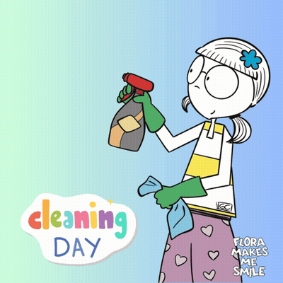 Woman Holding Spray Bottle And Cloth Cleaning Day GIF