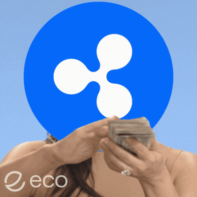 Woman Holding Stack Of Money In Front Of Blue Eco Circle GIF