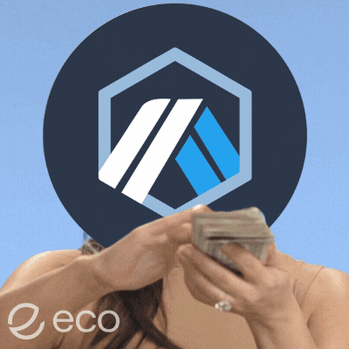 Woman Holding Stack Of Money In Front Of Circle With Eco GIF