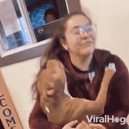 Woman Holding Stuffed Animal With Viralhog GIF