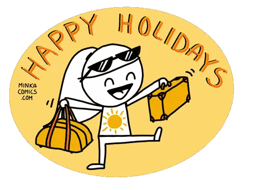 Woman Holding Suitcase Happy Holidays Sticker