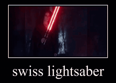 Woman Holding Swiss Lightsaber Poster GIF