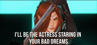 Woman Holding Sword I'll Be The Actress Staring In Your Bad Dreams GIF