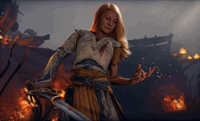 Woman Holding Sword In Flames GIF