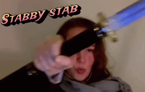 Woman Holding Sword Stabby Stab GIF