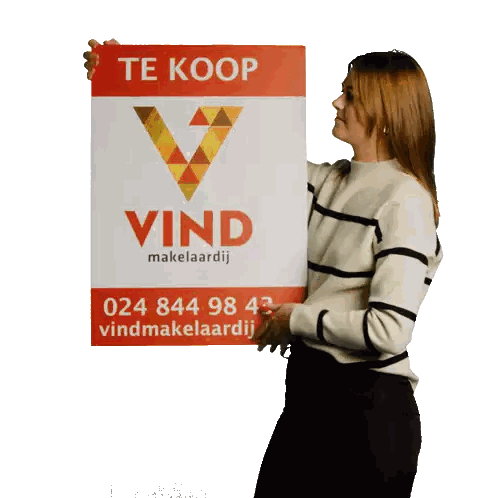 Woman Holding Te Koop Sign Sticker