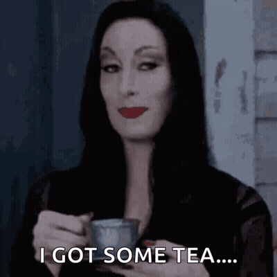 Woman Holding Tea Saying I Got Some Tea GIF