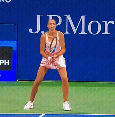 Woman Holding Tennis Racquet GIF