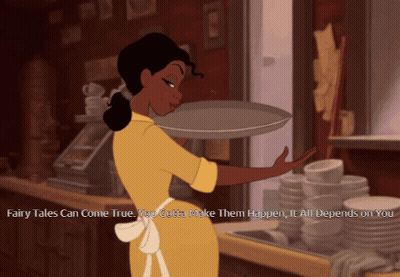 Woman Holding Tray Fairy Tales Can Come True You Gotta Make Them Happen GIF