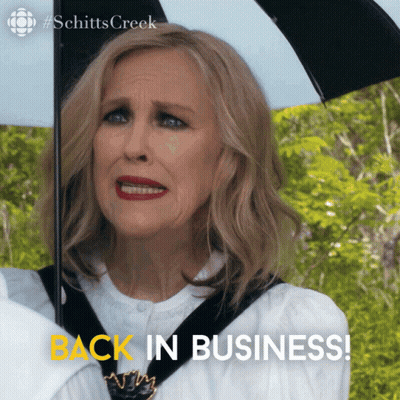 Woman Holding Umbrella Back In Business GIF
