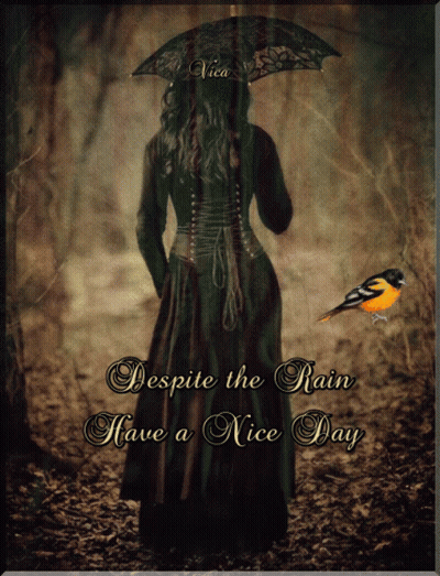 Woman Holding Umbrella Despite The Rain Have A Nice Day GIF