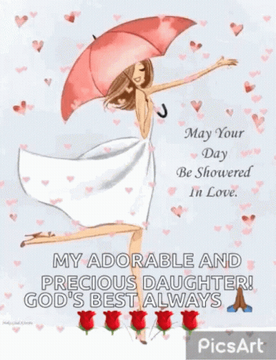 Woman Holding Umbrella May Your Day Be Showered In Love GIF