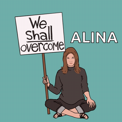 Woman Holding We Shall Overcome Sign GIF