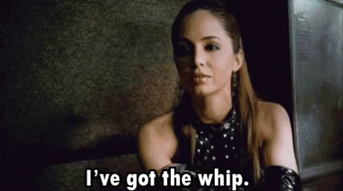 Woman Holding Whip Says Ive Got The Whip GIF