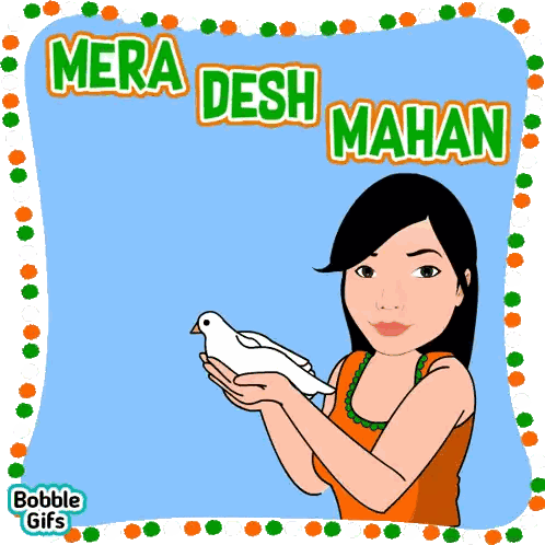 Woman Holding White Bird Mera Desh Mahan Sticker