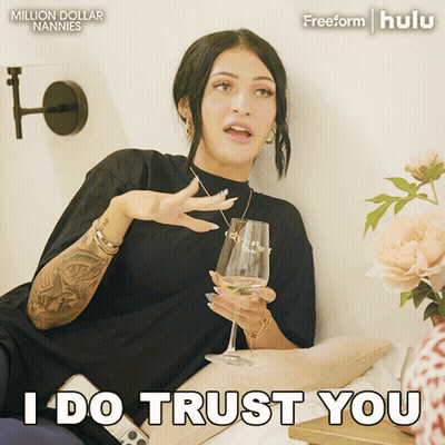 Woman Holding Wine Glass Saying I Do Trust You GIF