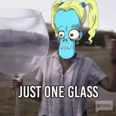 Woman Holding Wine Glass Saying Just One Glass GIF