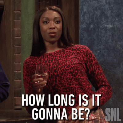 Woman Holding Wine Saying How Long Is It Gonna Be GIF