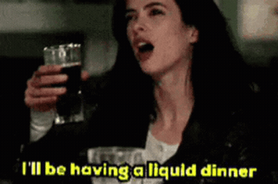 Woman Holding Wine Saying I'll Be Having A Liquid Dinner GIF