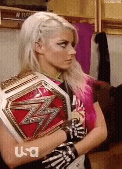 Woman Holding Wrestling Belt GIF