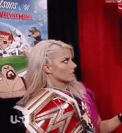 Woman Holding Wrestling Championship Belt GIF