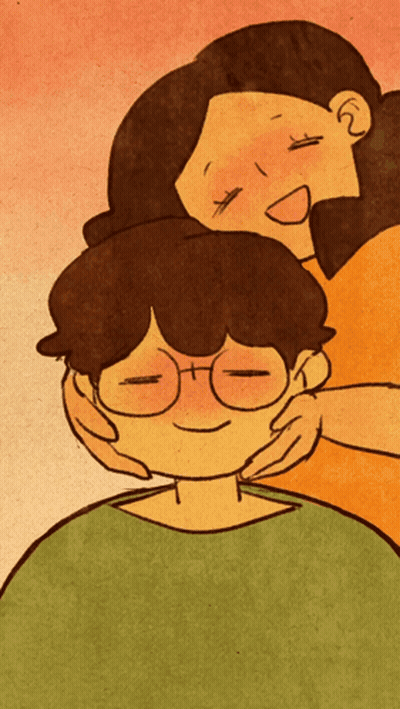 Woman Hugging Boy GIF