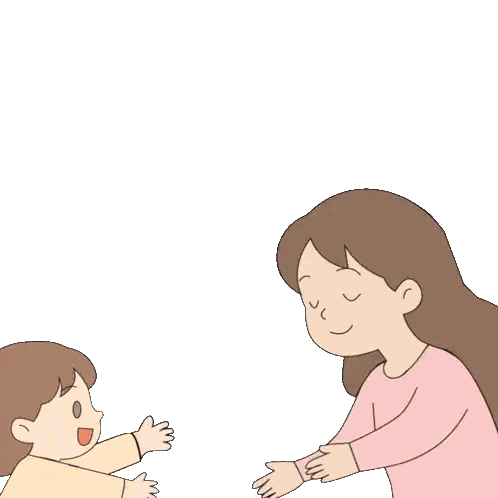 Woman Hugging Child With Pink Hearts Sticker