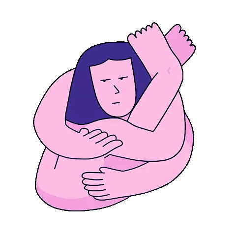 Woman Hugging Herself With Eyes Closed Sticker