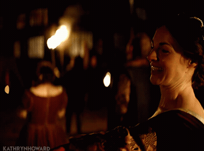 Woman Hugging Man With Name Kathryn Howard GIF