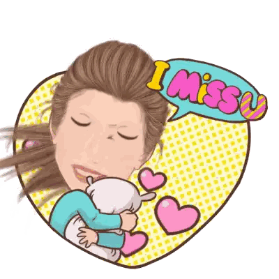 Woman Hugging Pillow Saying I Miss You Sticker