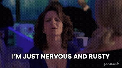 Woman I'm Just Nervous And Rusty Holding Glass GIF